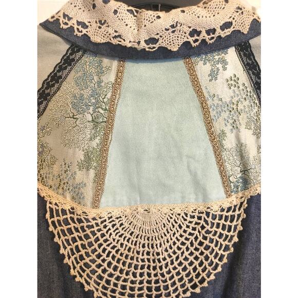 Vintage Homemade Dress Denim Cottage Patchwork Doily Small Medium? - Picture 7 of 7
